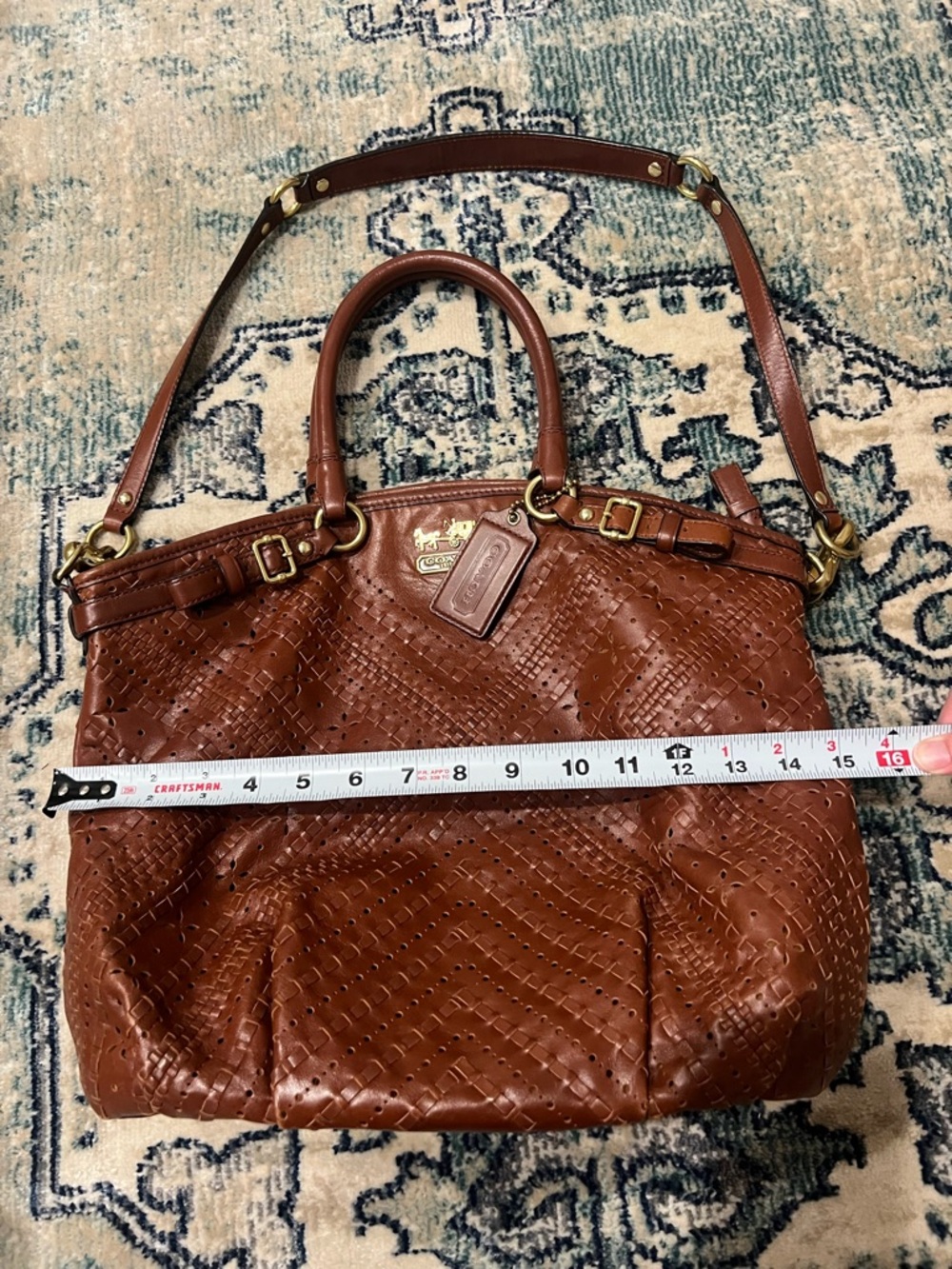 Coach Madison Criss Cross Leather Satchel Shoulder Bag #19836 - Picture 11 of 15